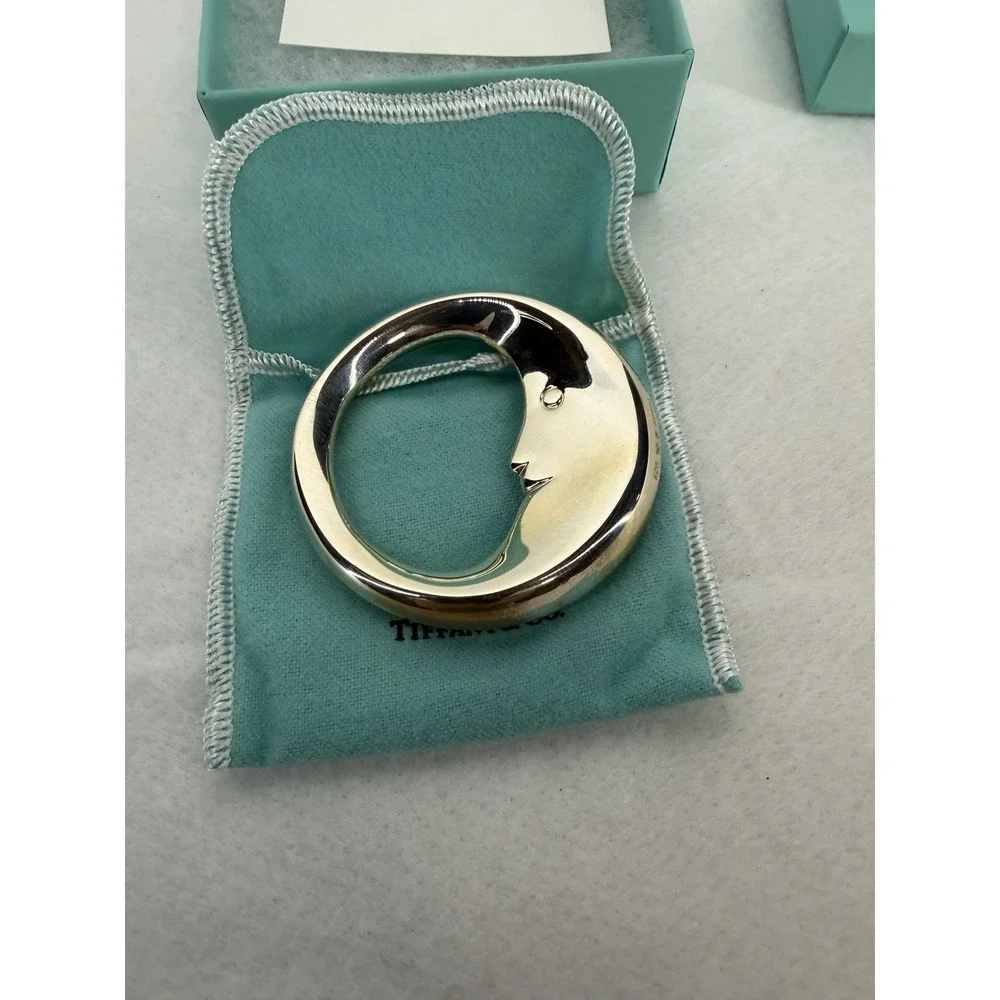 Tiffany & Co. Sterling Silver Man In The Moon Baby Rattle .925 W/ Box & Pouch
